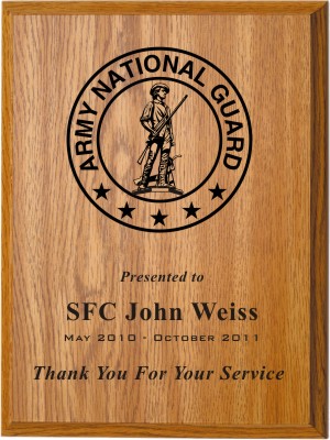 6 X 8 Thank You For Your Service Plaque Laser Engraved